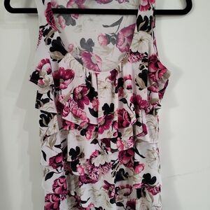 Floral Sleeveless Ruffle Top